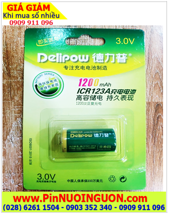 Delipow CR123A; Pin sạc 3v Lithium Delipow CR123A 1200mAh chính hãng _Bảo hành 01 tháng
